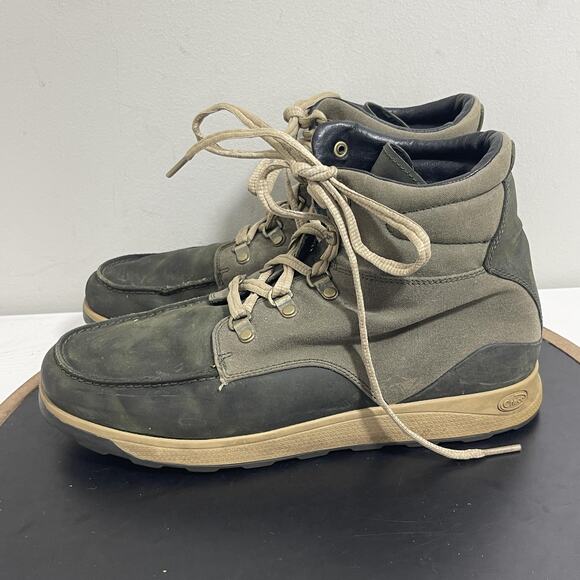 Chaco Boots Mens Size 9.5 Green Olive Gray‎ Suede Leather Hiking Outdoor Shoes - Picture 5 of 11